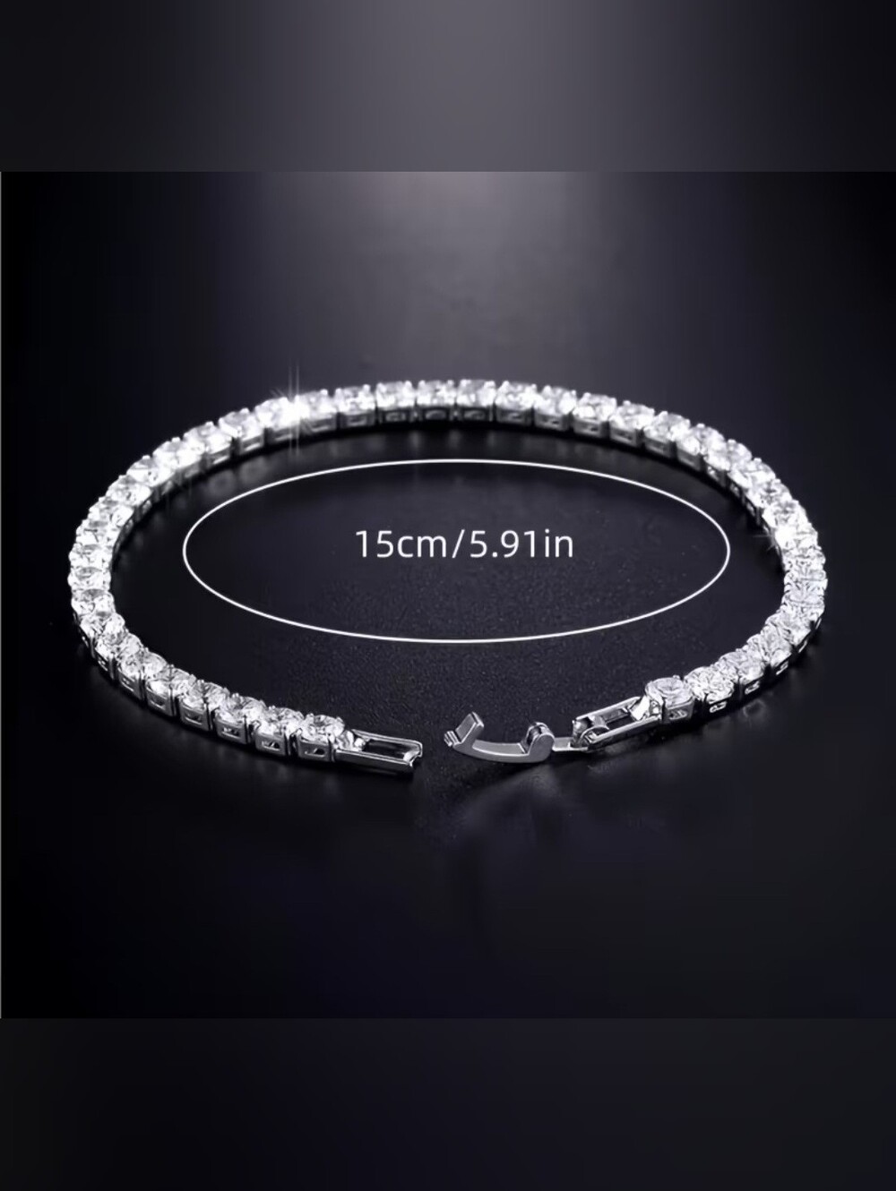925 Sterling Silver White Tennis Bracelet - Picture 2 of 4